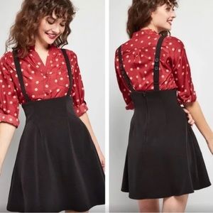 modcloth overall winner jumper pocket suspender skirt